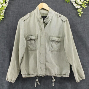 Rails Maverick Jacket Women's Sz M Sage Green Military Snaps Barn Chore Boho Y2K